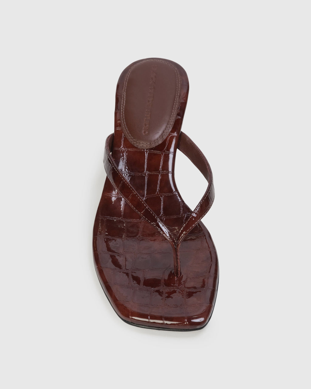 Kendal 35 Mule in Cinnamon Croc Patent Leather
