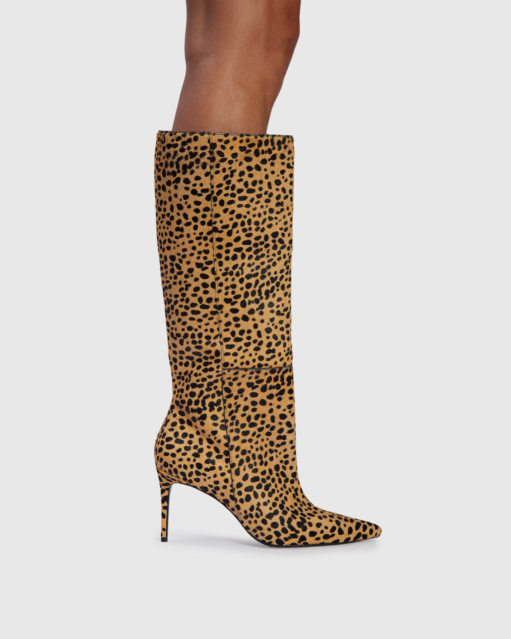 Kath 80 Boot in Camel Dotted Cheetah Pony Hair
