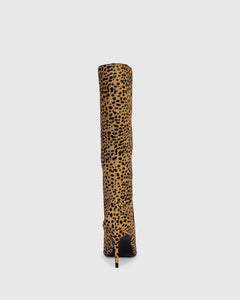 Kath 80 Boot in Camel Dotted Cheetah Pony Hair