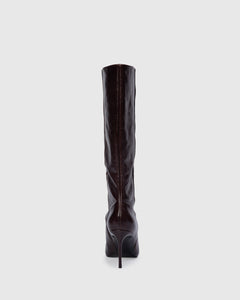 Kath 80 Boot in Brown Eel Printed Leather