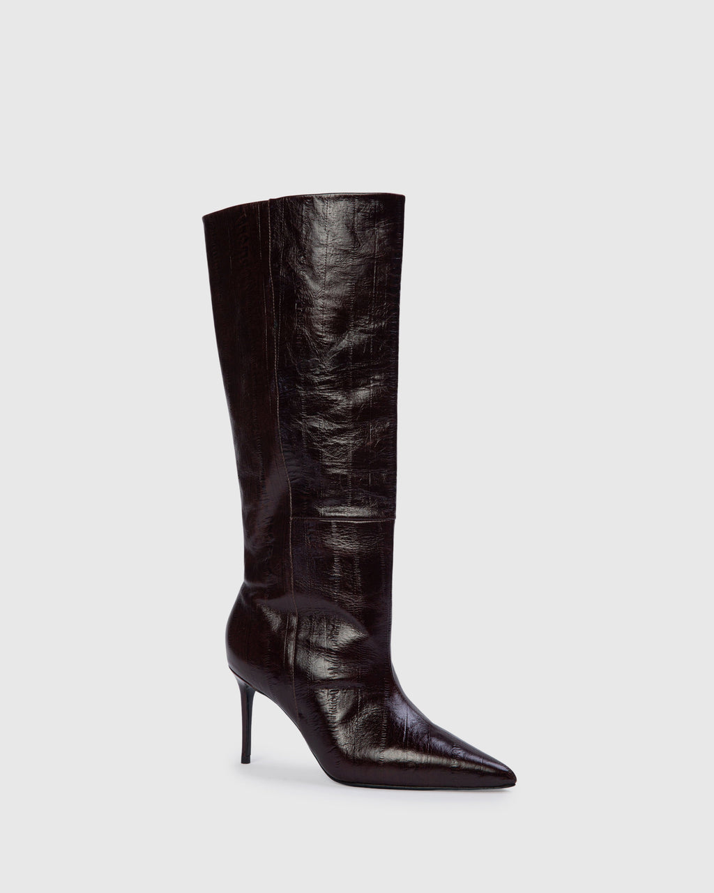 Kath 80 Boot in Brown Eel Printed Leather