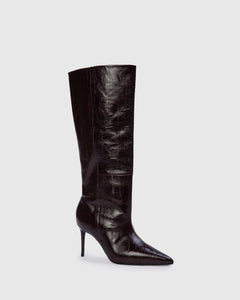 Kath 80 Boot in Brown Eel Printed Leather