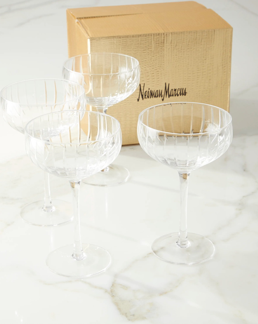 Cut Coupe Glass, Set of 4