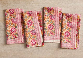 Annalise Block Print Cotton Napkins - Set of 4