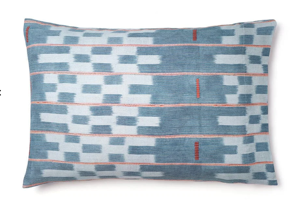 Chambray Lattice Baule Linen King Sham Set