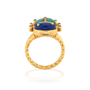 Scarab Grande Ring in Lapis/Malachite