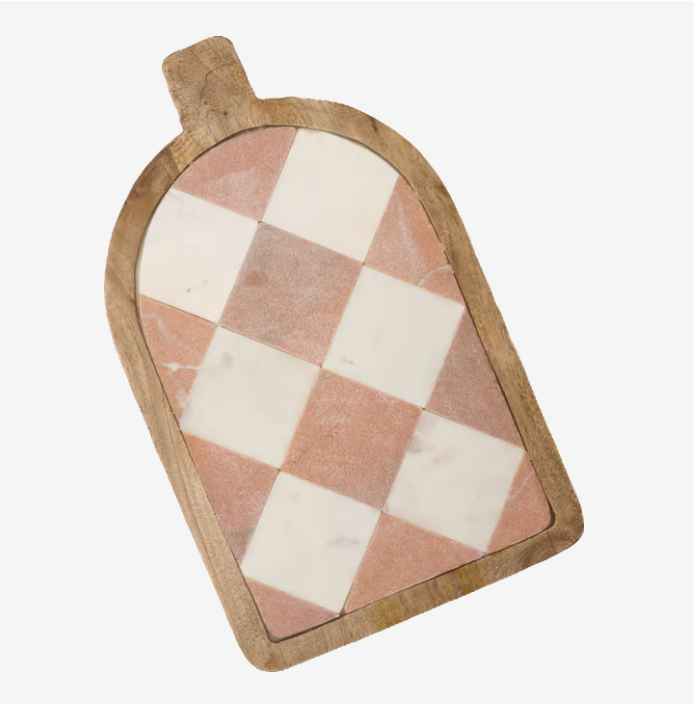 Carmella Checkered Marble Serving Board