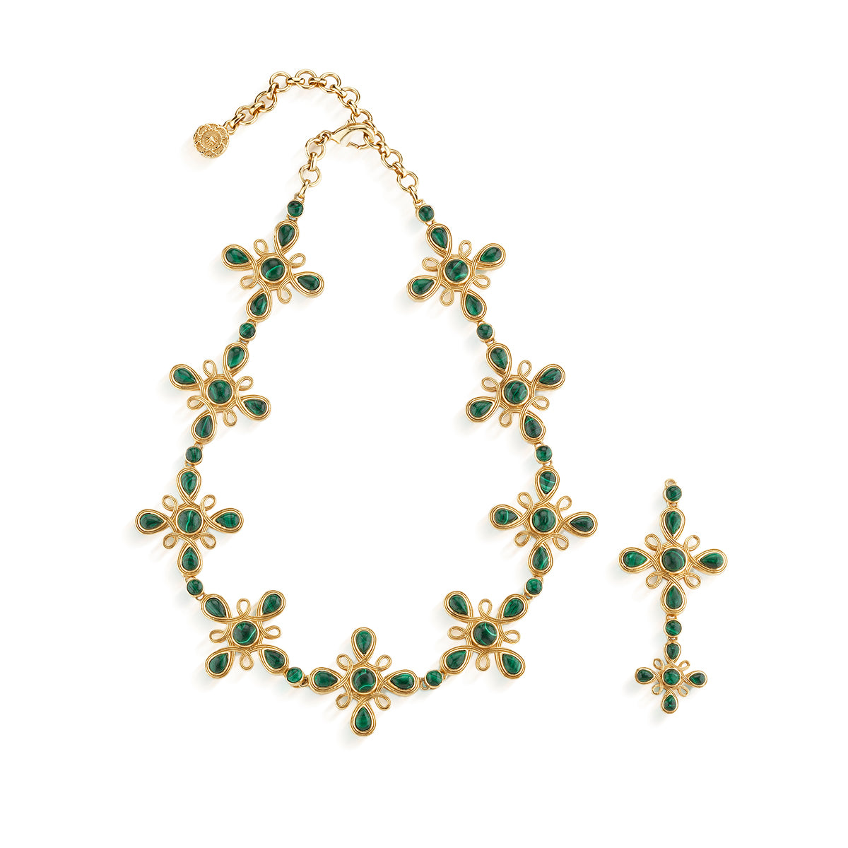 Monique Gem Convertible Necklace in Malachite