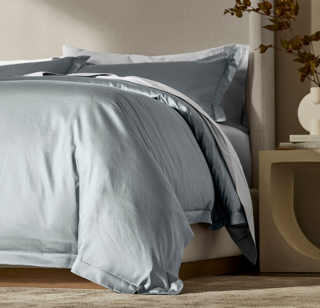 Signature Hemmed Duvet Set in Bluestone