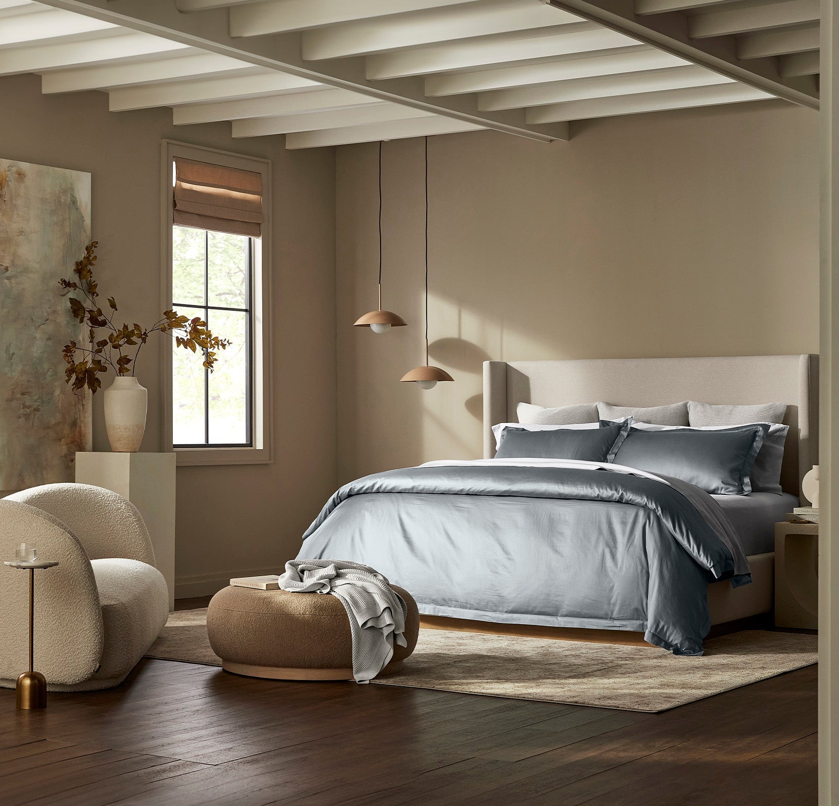 Signature Hemmed Duvet Set in Bluestone