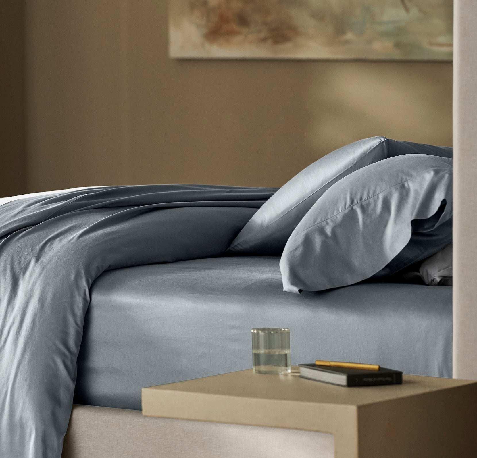 Signature Hemmed Pillowcase Set in Bluestone