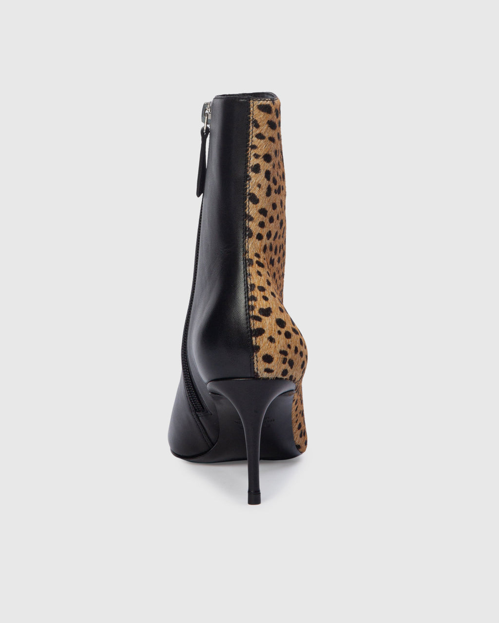 Oblika 70 Boot in Camel Dotted Cheetah Pony Hair / Black Leather Mix