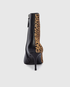 Oblika 70 Boot in Camel Dotted Cheetah Pony Hair / Black Leather Mix