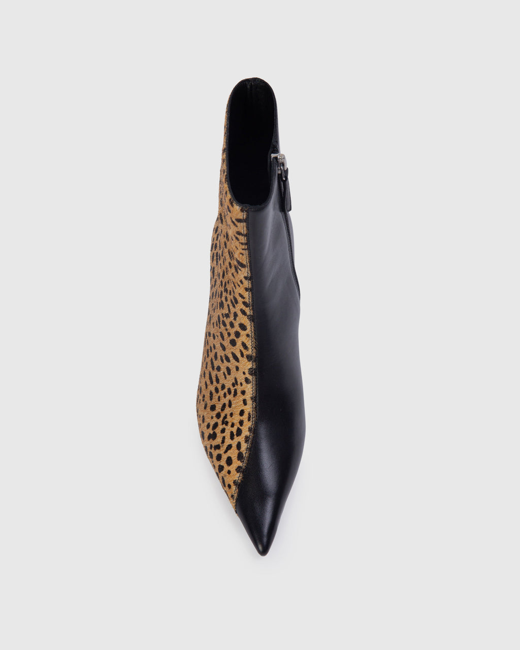 Oblika 70 Boot in Camel Dotted Cheetah Pony Hair / Black Leather Mix