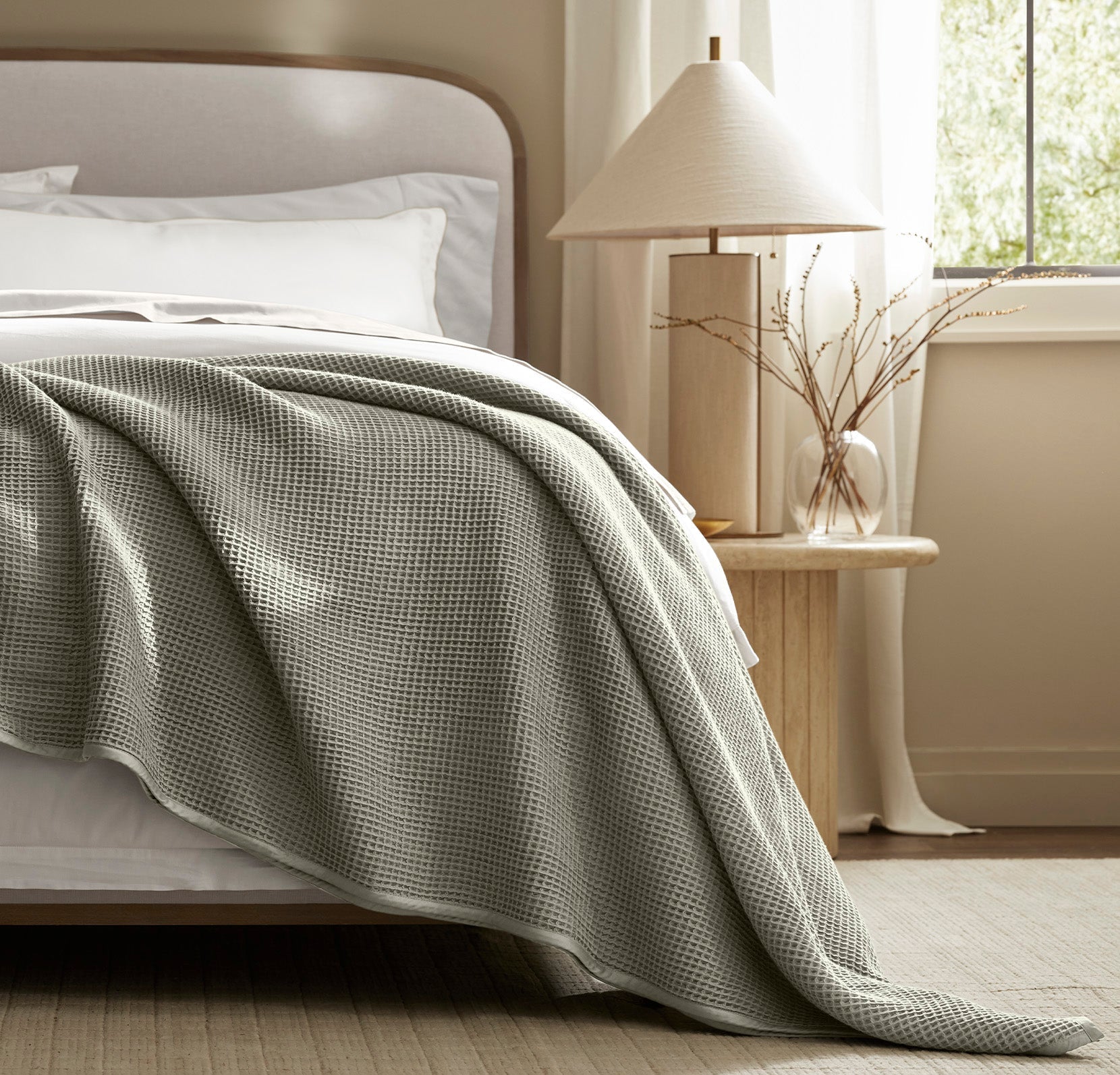 Waffle Bed Blanket in Sageleaf