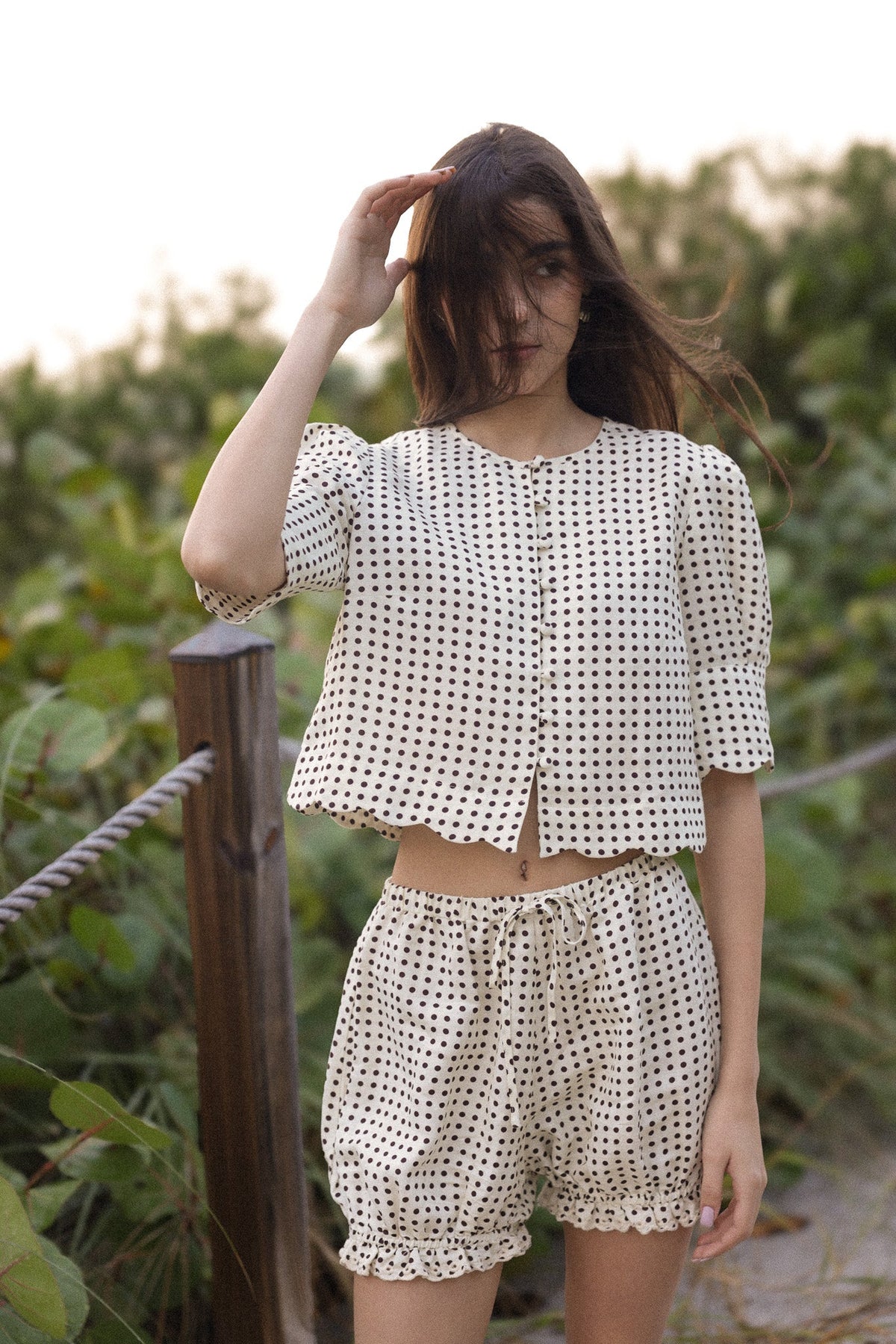 Scalloped Top in Polka Dot