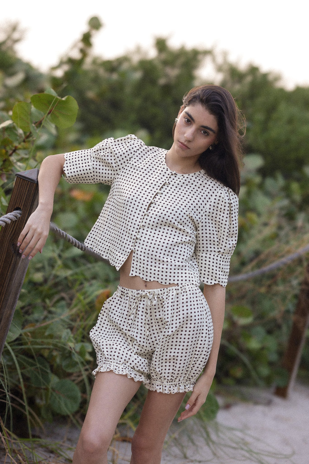Scalloped Top in Polka Dot