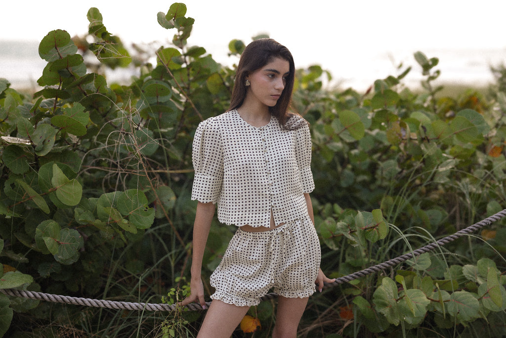 Scalloped Top in Polka Dot