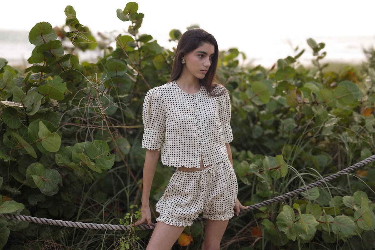 Scalloped Top in Polka Dot