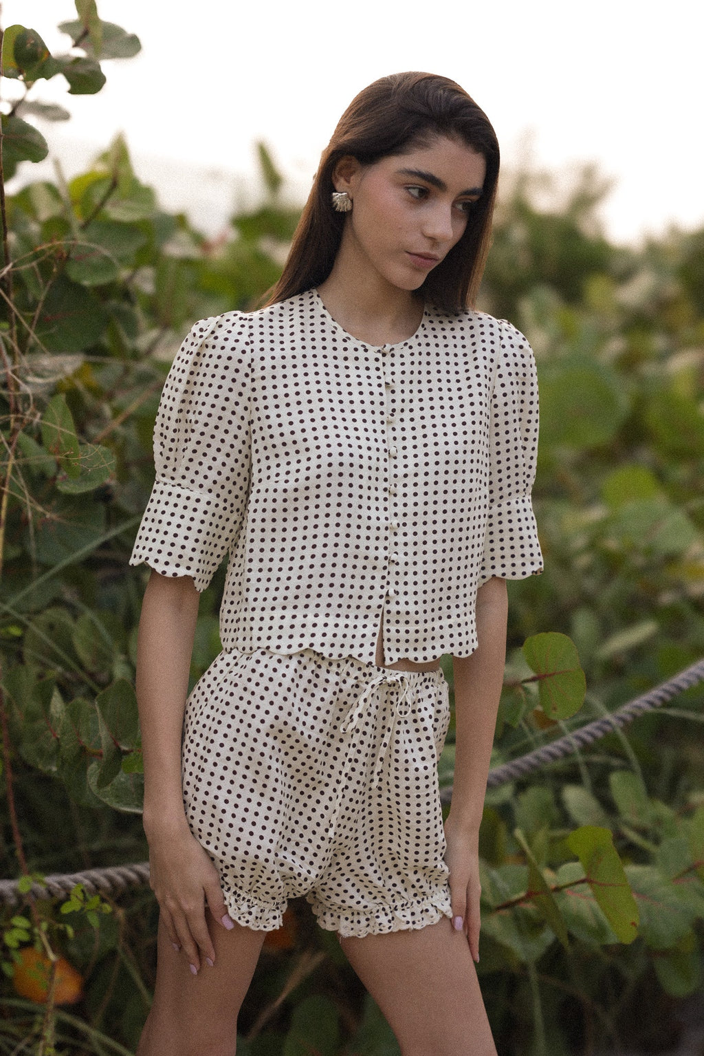 Scalloped Top in Polka Dot