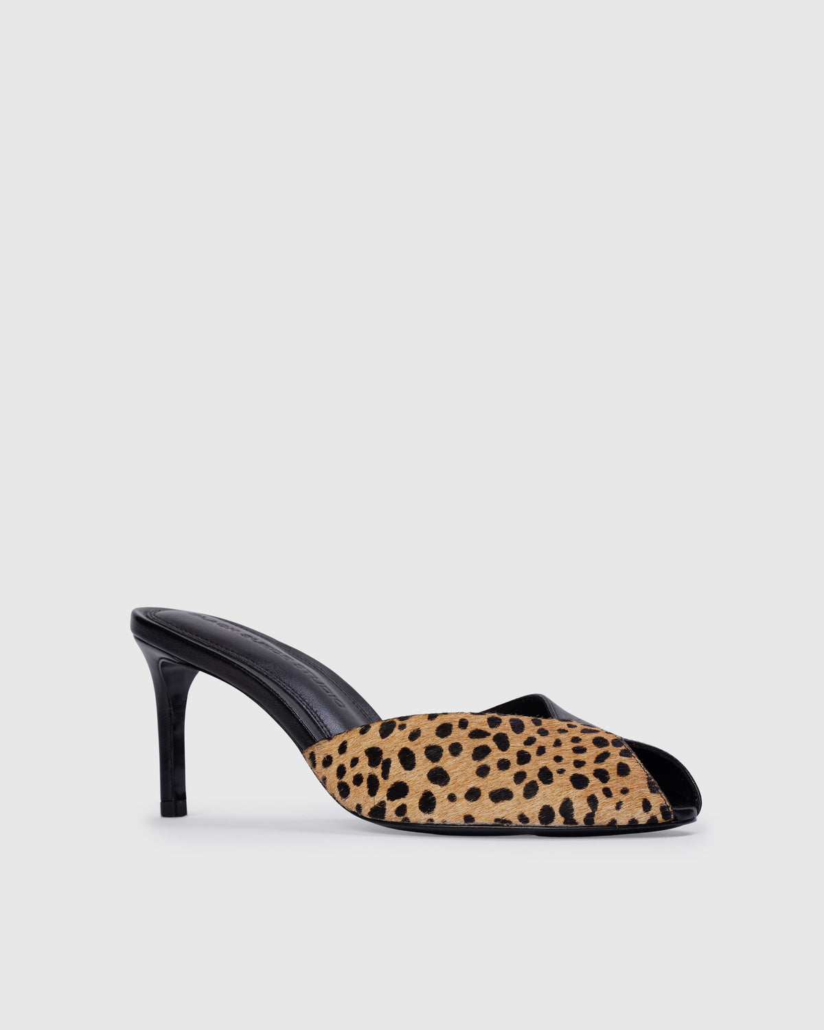Noa 70 Mule in Camel Dotted Cheetah Pony Hair / Leather Mix