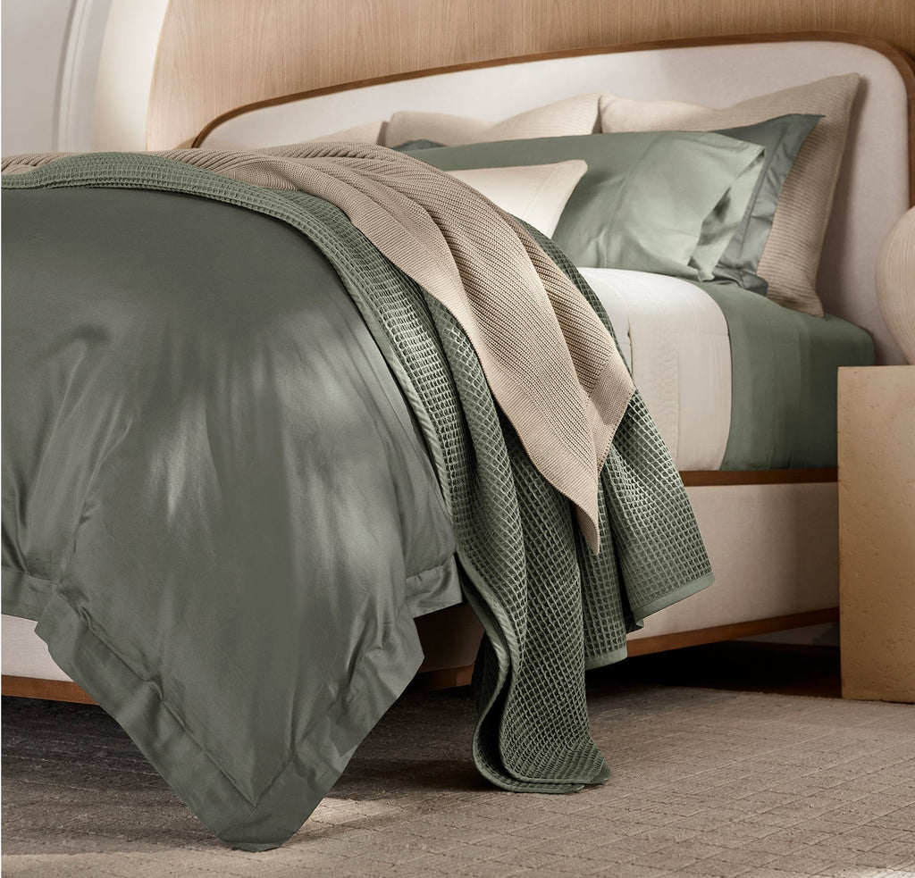 Percale Hemmed Duvet Set in Juniper