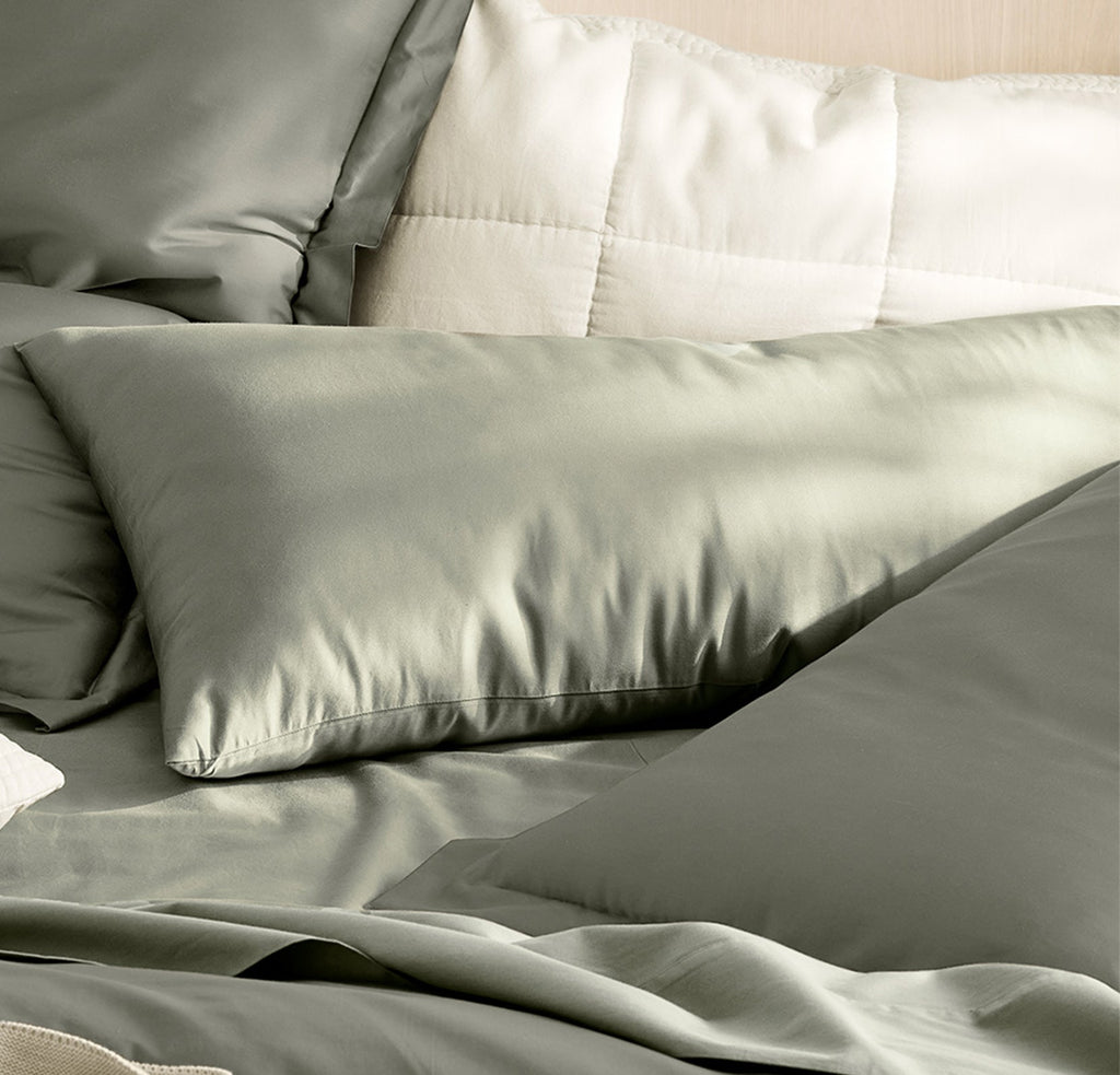 Percale Hemmed Pillowcase Set in Sageleaf