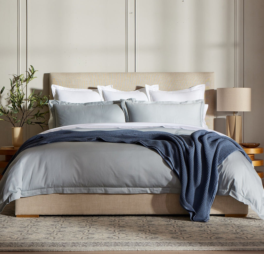 Percale Hemmed Duvet Set in Shore