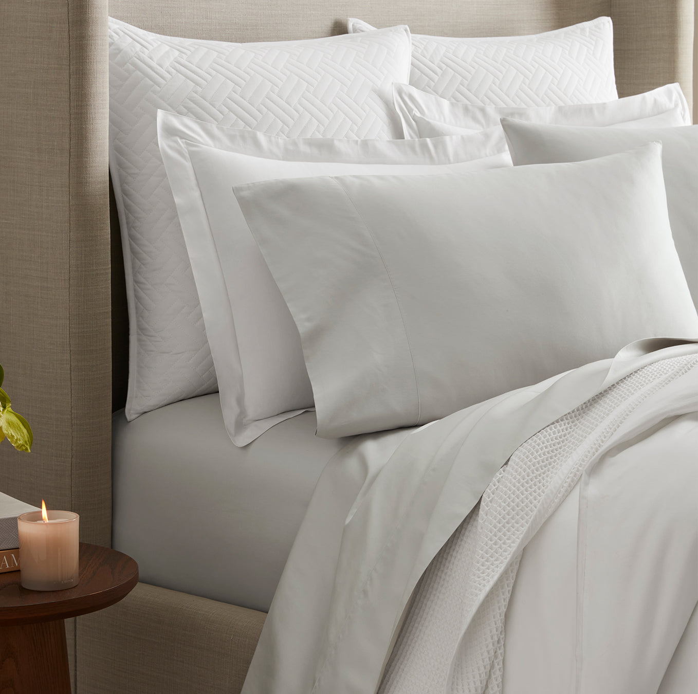 Percale Hemmed Sheet Set in Mist