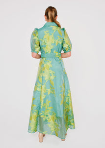 Charlotte Gown Teal Leaf Organza
