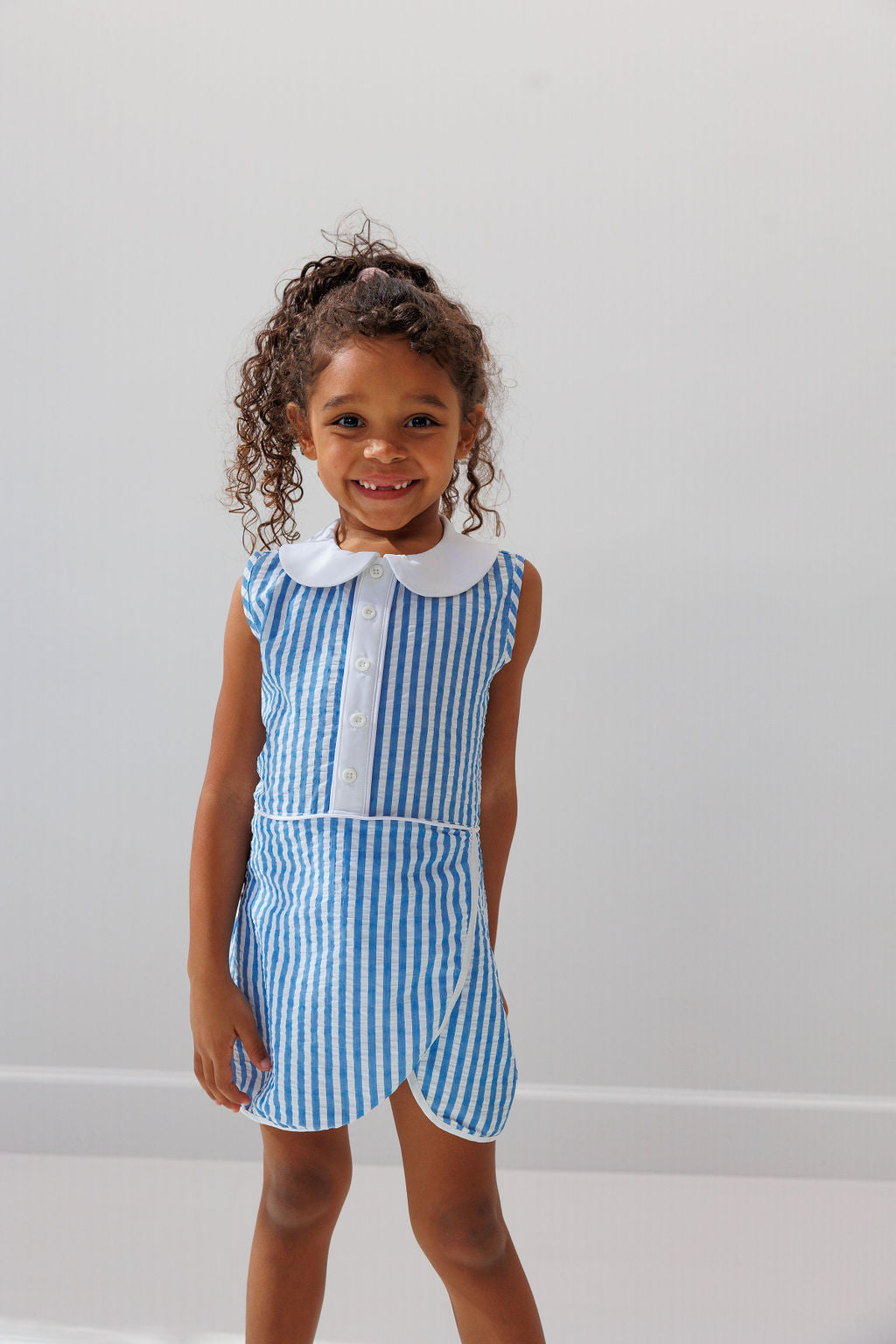 Court Dress in Seersucker Stripe