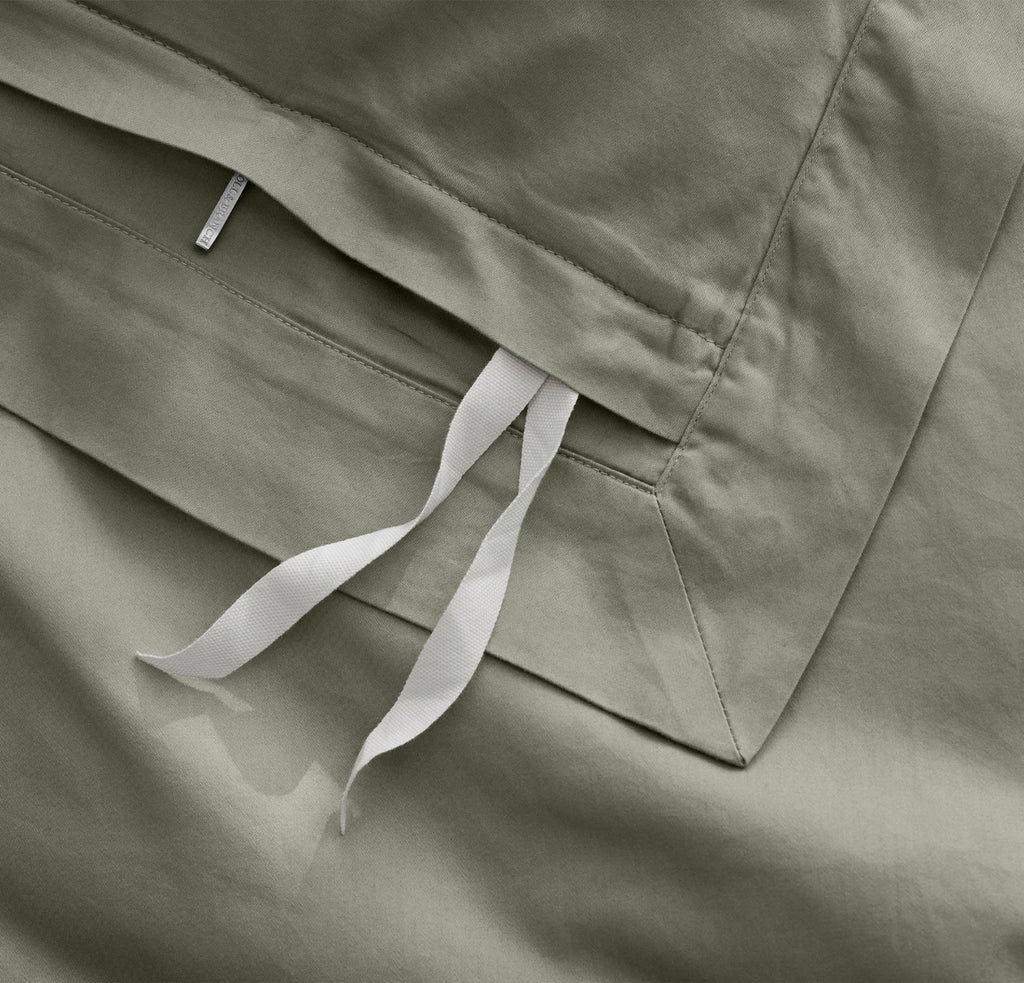 Percale Hemmed Duvet Set in Sageleaf