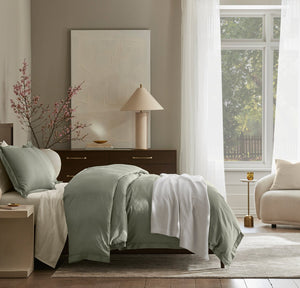 Signature Hemmed Duvet Set in Sageleaf