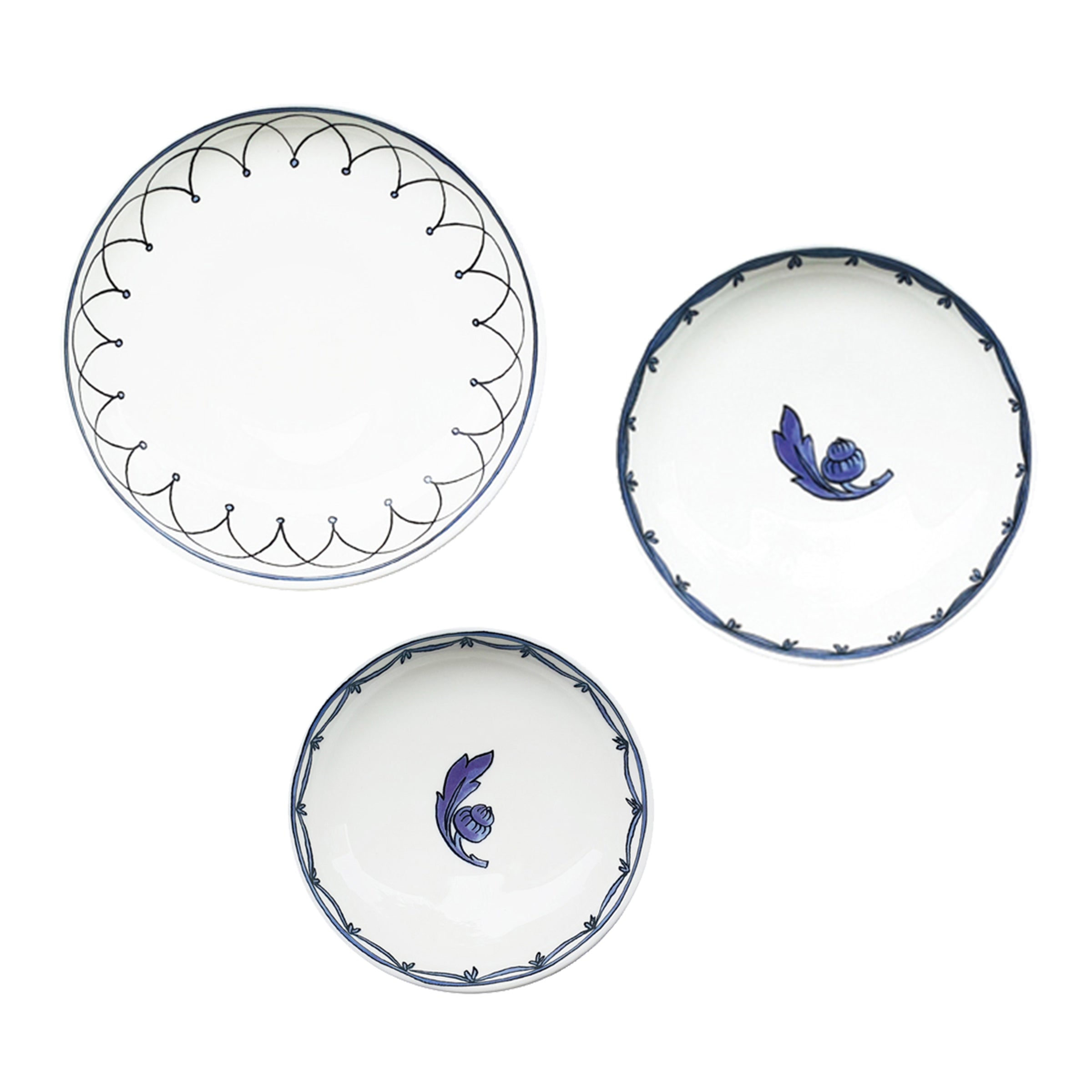 Blue Bird Set of 3, Canapé Dishes