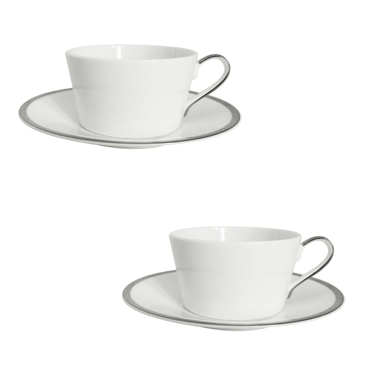 Platinum Edge Set of 2 Cup and Saucer