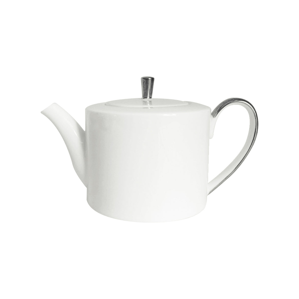 Front view of Platinum Edge Teapot showcasing hand-painted platinum accents with a white background