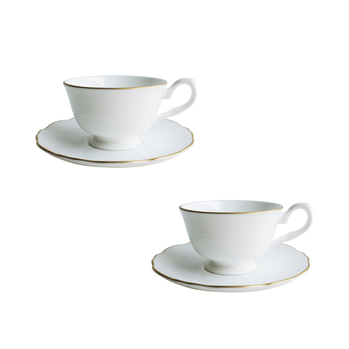 Amelie Brushed Gold Set of 2, Espresso Cups & Saucers