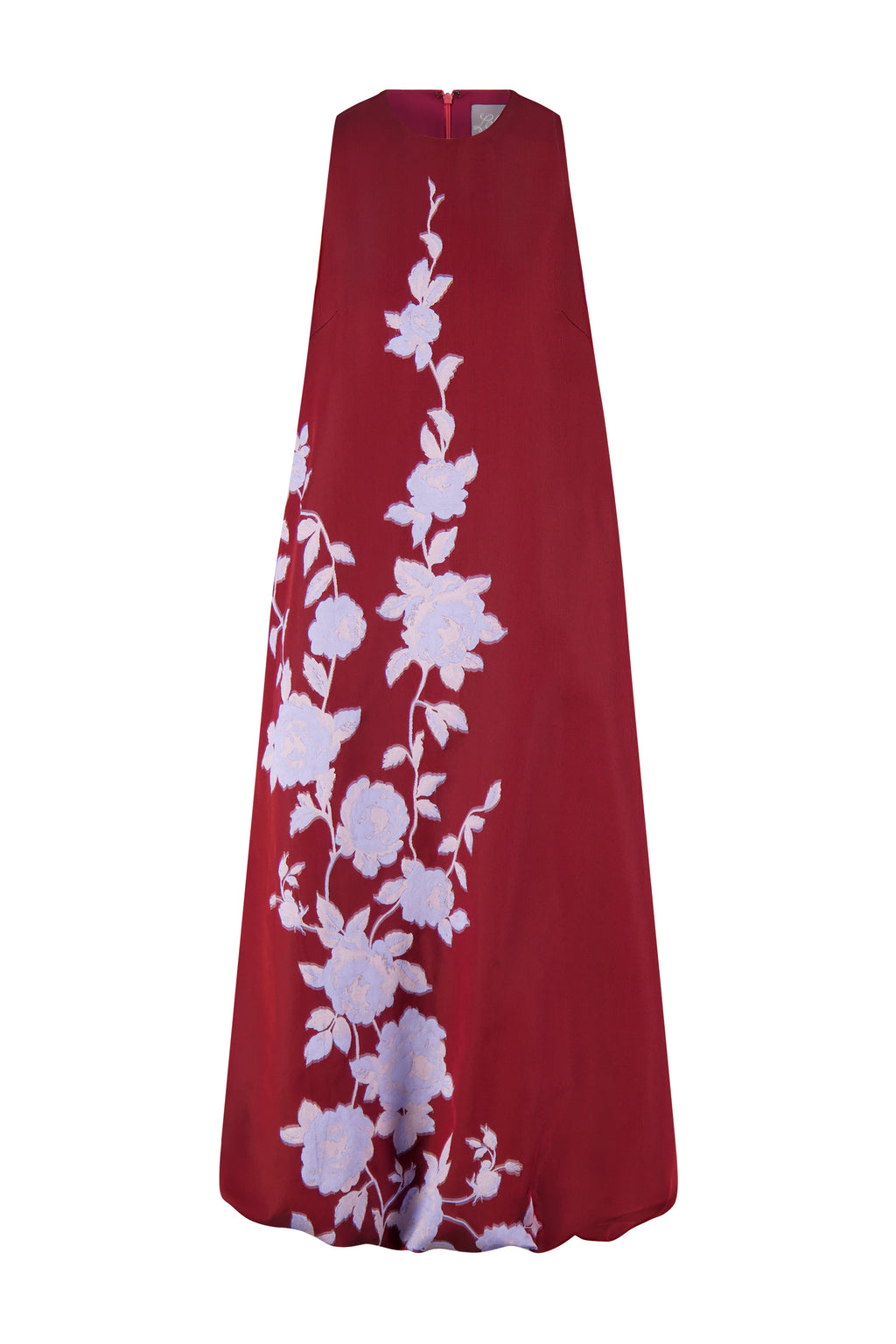 Rose Fil Coupe Bubble Hem Dress in Oxblood/Lavender