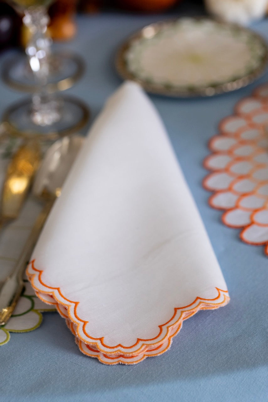 Escama Linen Dinner Napkin in Orange