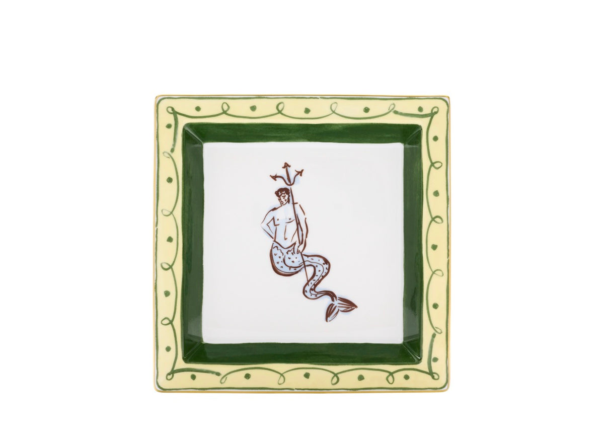 Ill Viaggio Di Nettuno Oggetti Large Squared Charge Tray in Green & Yellow