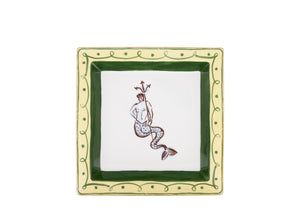 Ill Viaggio Di Nettuno Oggetti Large Squared Charge Tray in Green & Yellow