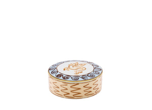 Ill Viaggio Di Nettuno Round Box with Cover in Brown & Light Blue