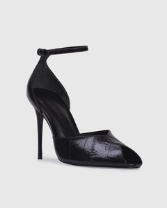 Cala 100 Sandal in Black Eel Printed Leather Mix