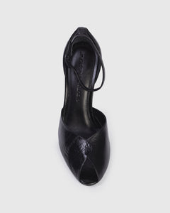 Cala 100 Sandal in Black Eel Printed Leather Mix