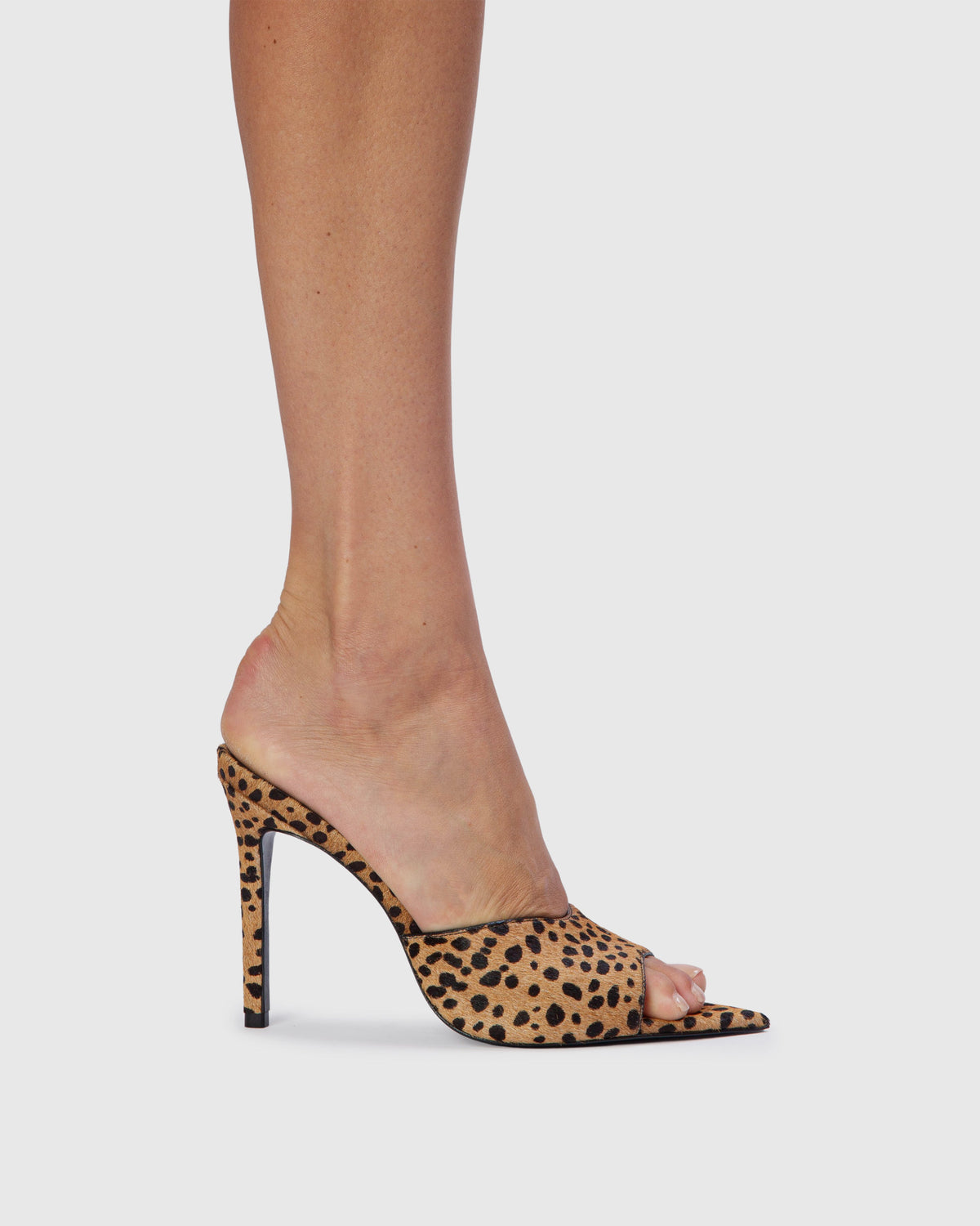 Bella 100 Mule in Camel Dotted Cheetah Pony Hair