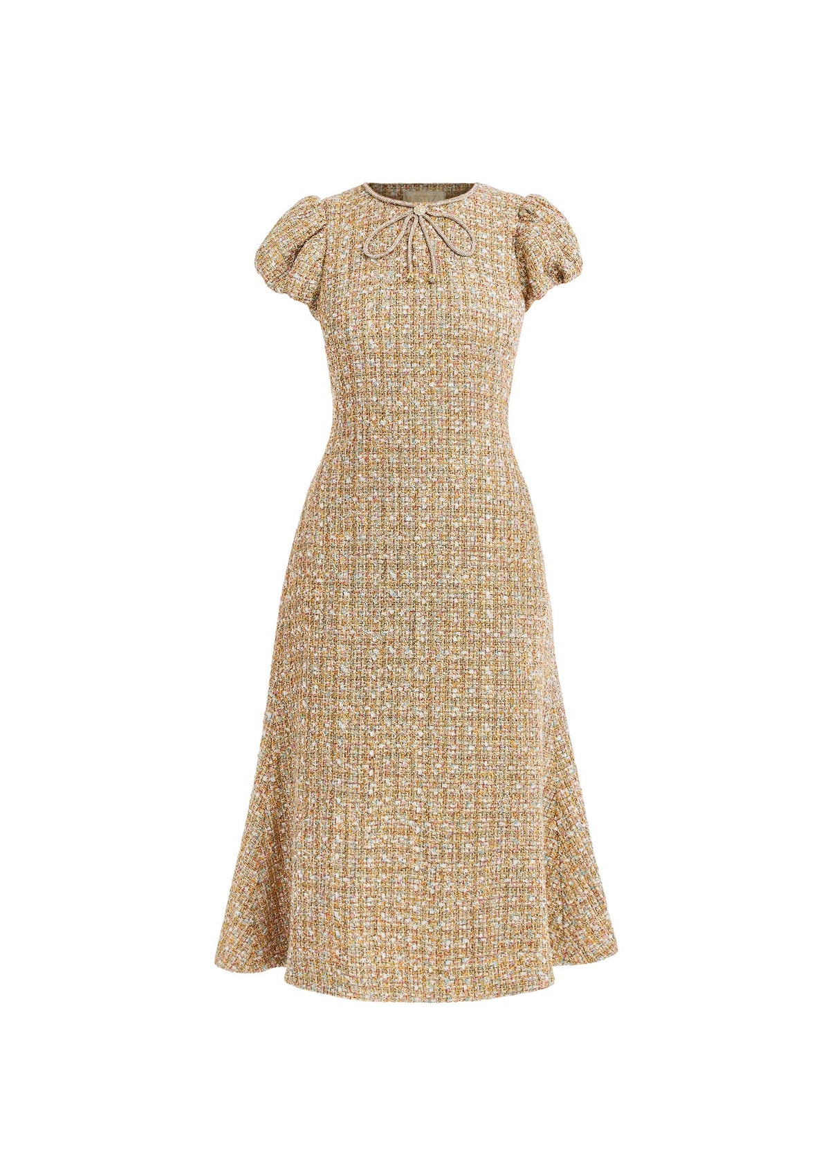Perla Midi Dress in Gold Multi Tweed