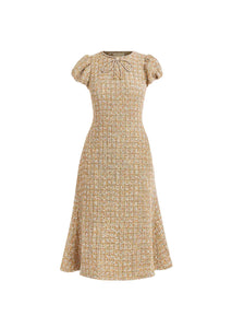 Perla Midi Dress in Gold Multi Tweed