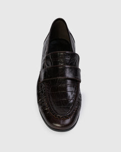 Arrow Loafer in Brown Eel Printed Leather
