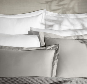 Percale Hemmed Duvet Set in Pewter