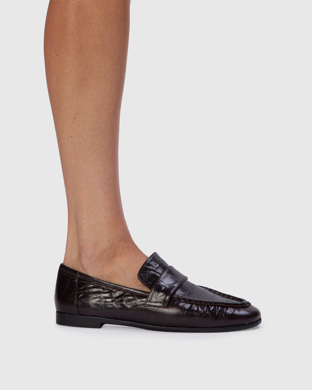 Arrow Loafer in Brown Eel Printed Leather